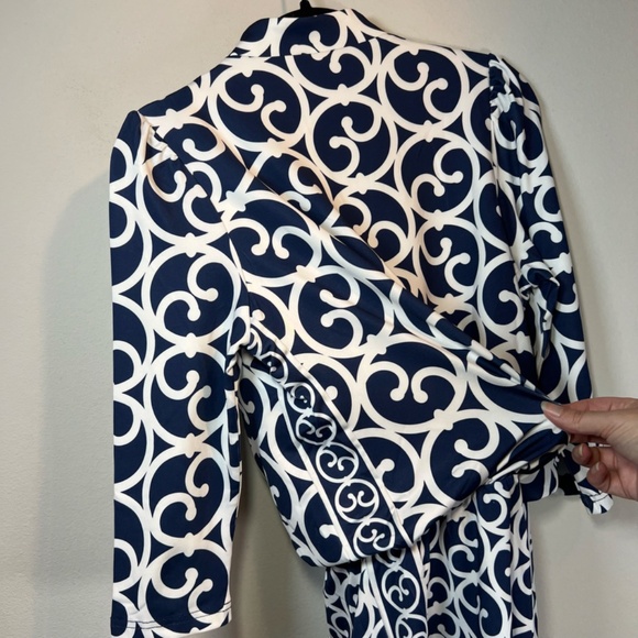 Gretchen Scott Womens Heavens Gates Dress Blue White Swirl Old Money No Belt Med - Picture 14 of 16